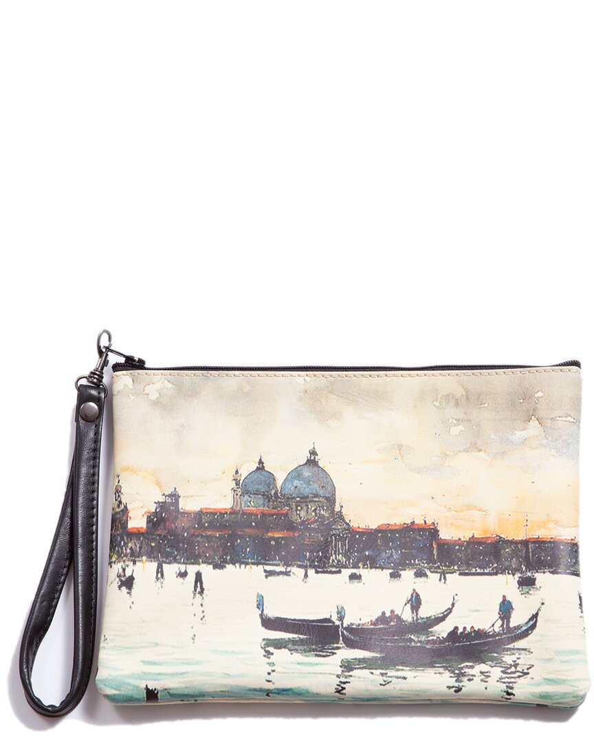 Blue Pacific Istanbul Leather Wristlet In White