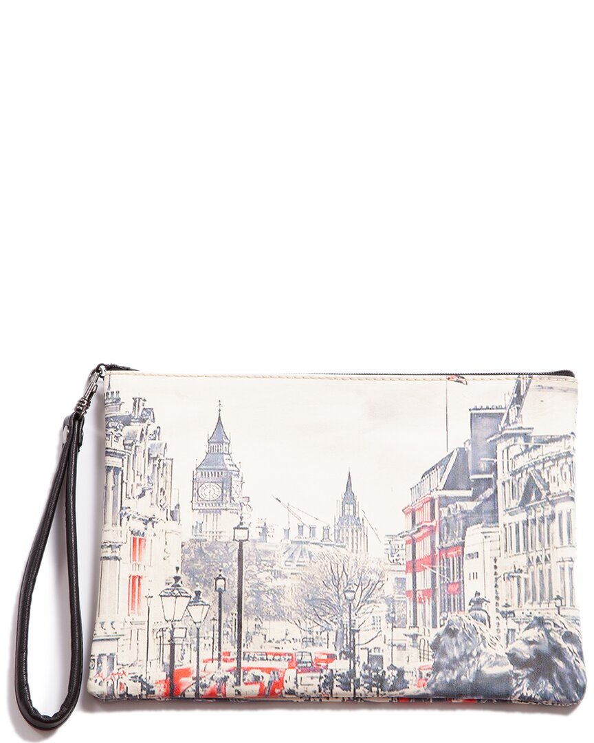 Shop Blue Pacific London Calling Leather Wristlet In Grey