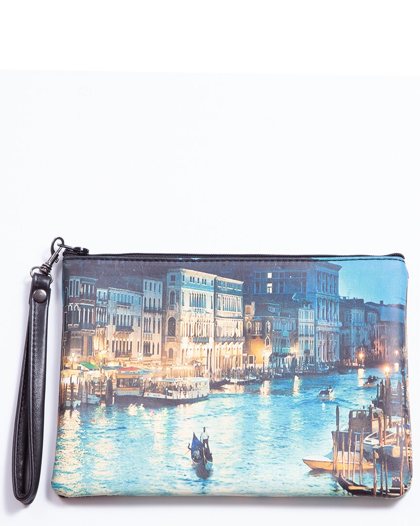 Blue Pacific Venice Leather Wristlet In Blue