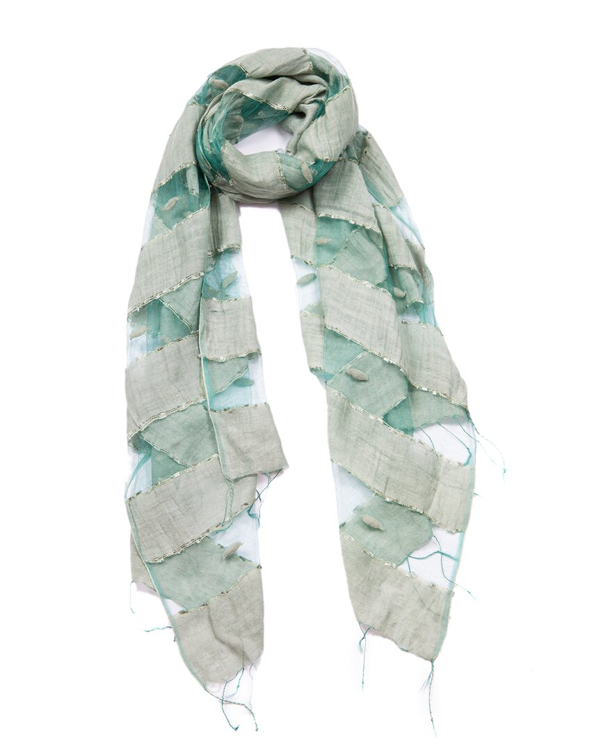Blue Pacific Silk-blend Scarf In Green