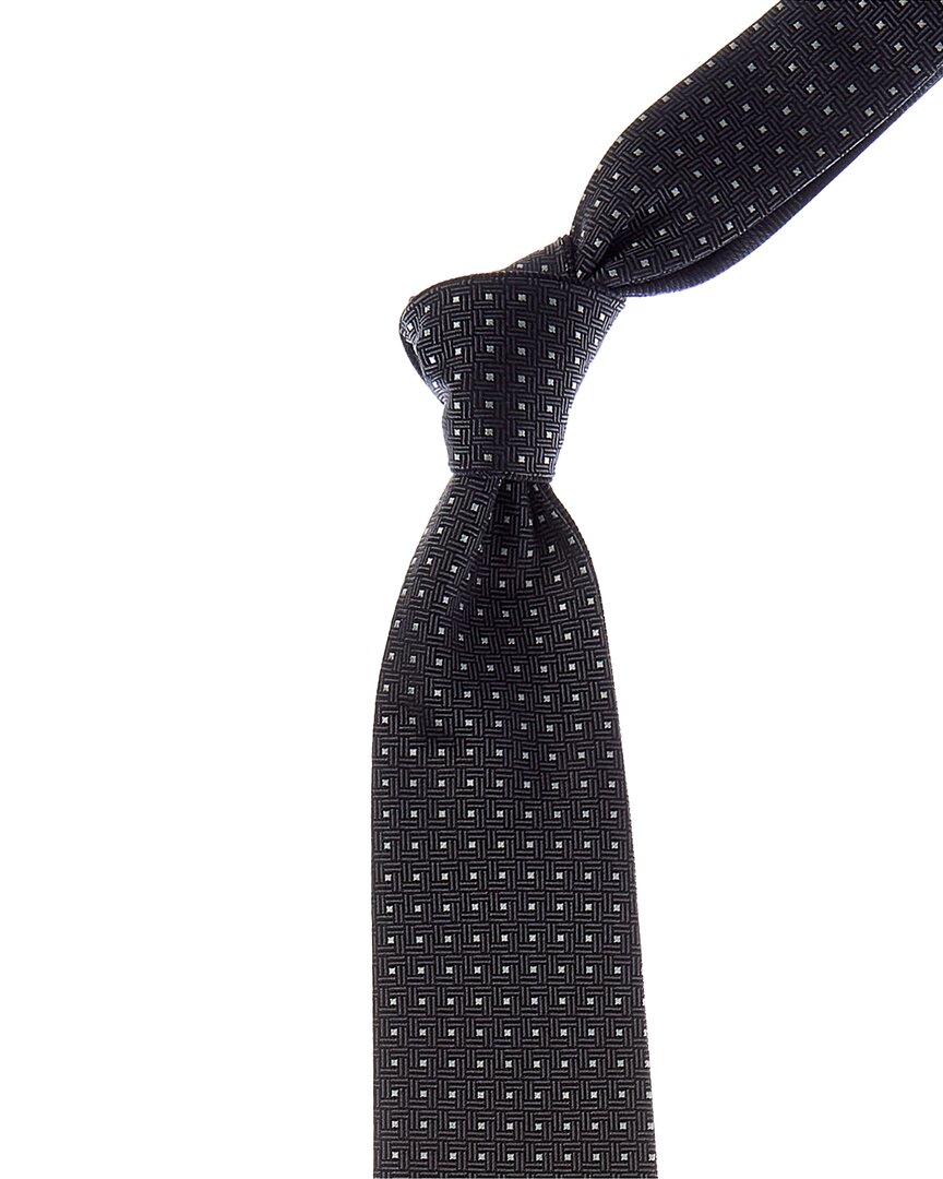 Canali Grey Squares/plaid Reversible Silk Tie