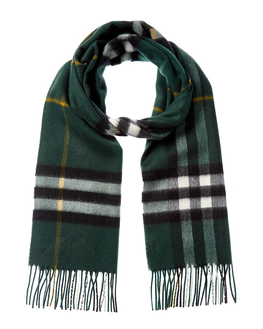 Burberry Check Cashmere Scarf In Green