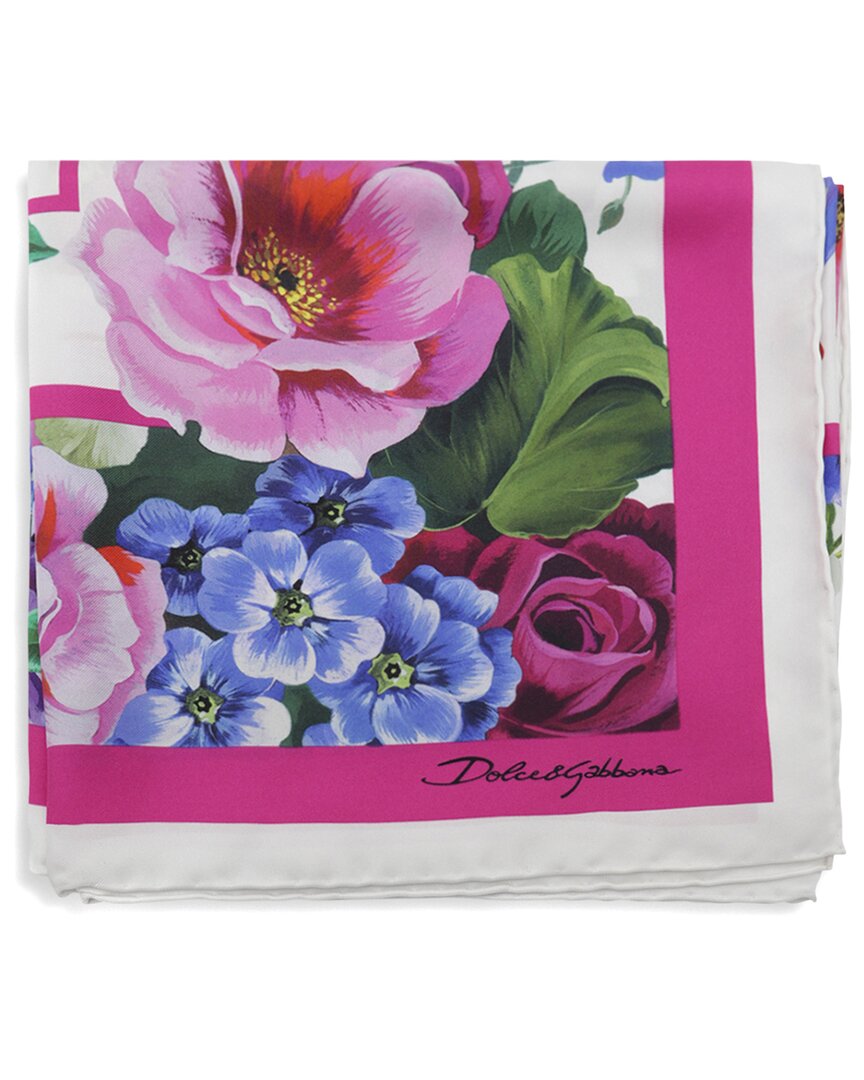 Dolce & Gabbana Flowers And Pink Silk Scarf