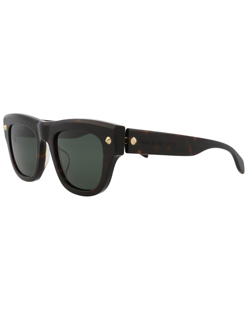 Alexander Mcqueen Stud-detailed Tinted Sunglasses In Brown