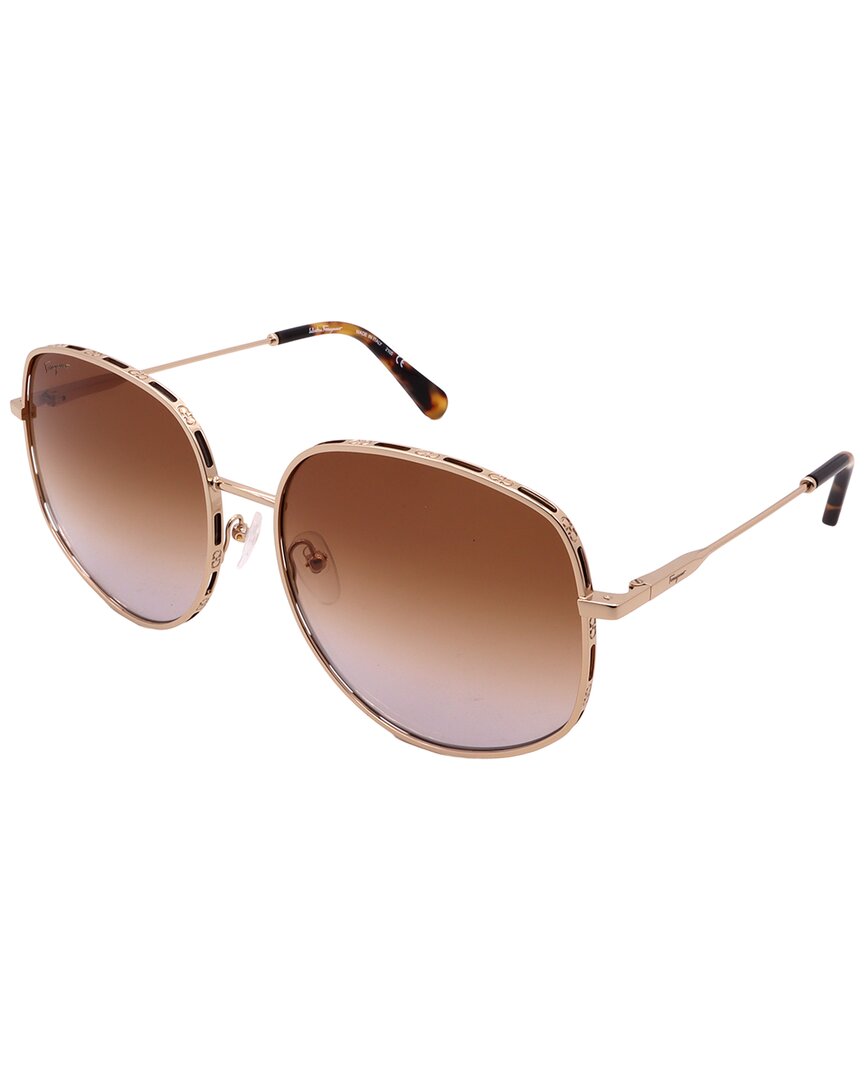 Ferragamo Sunglasses Sf277s-741-61-17-104 Non-polarized In Gold