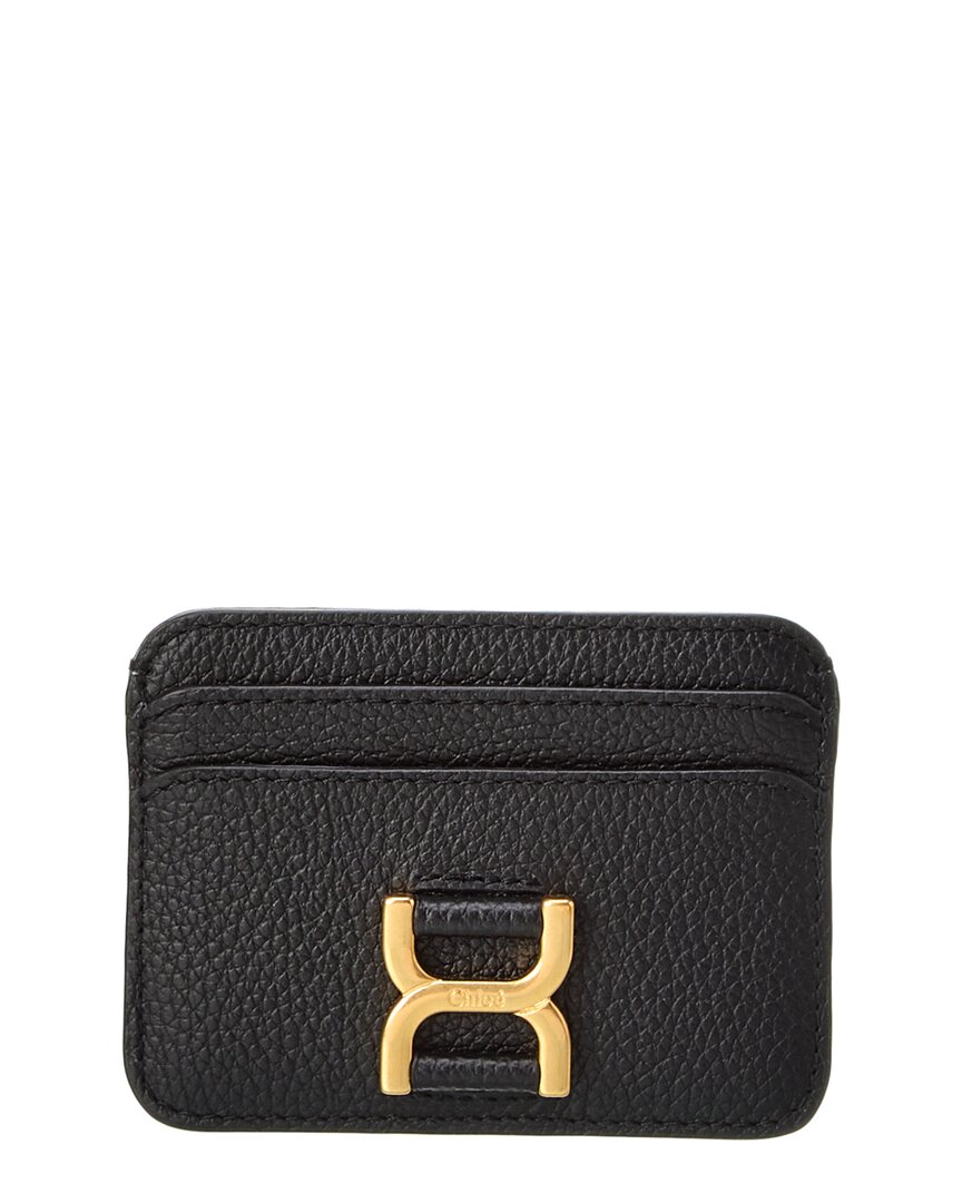 Shop Chloé Marcie Leather Card Case In Black