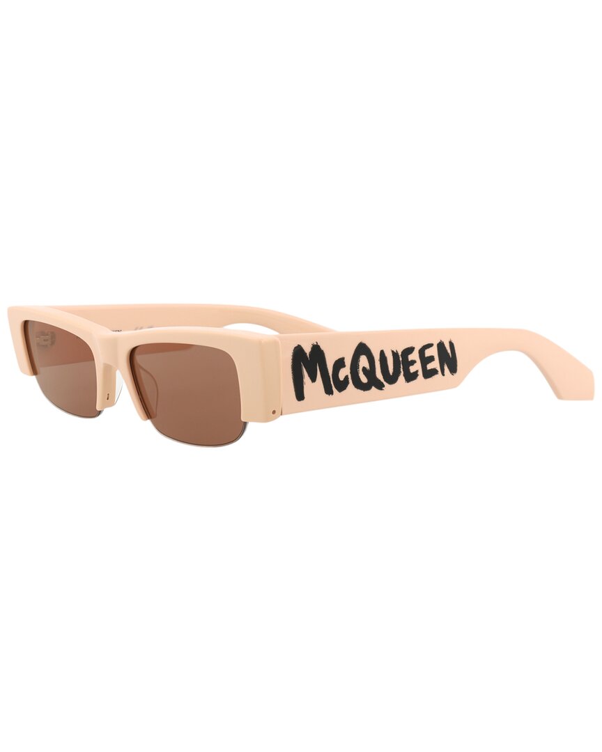 Alexander Mcqueen Logo Print Rectangle Sunglasses In Pink