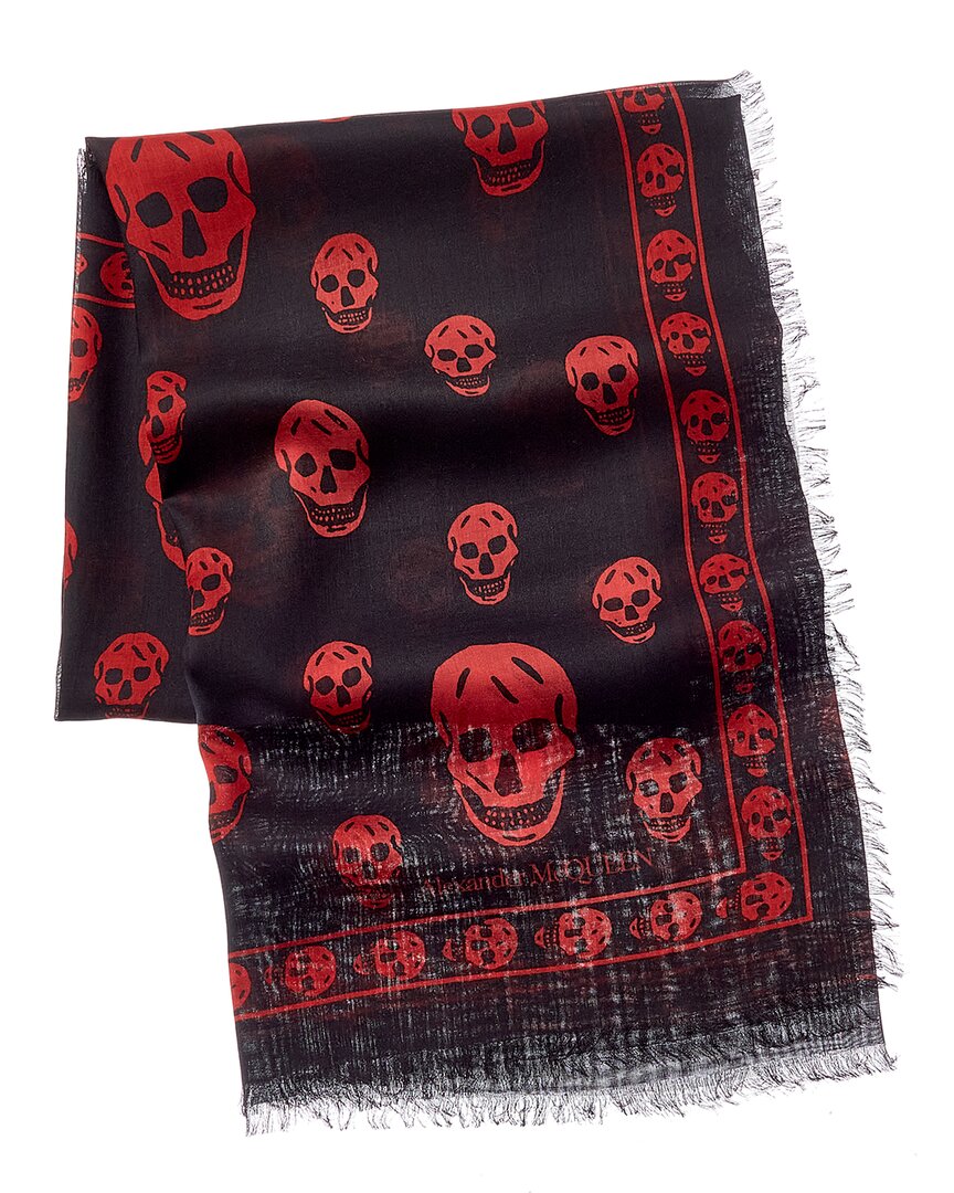 Alexander Mcqueen Scarf With Jacquard Pattern In Black