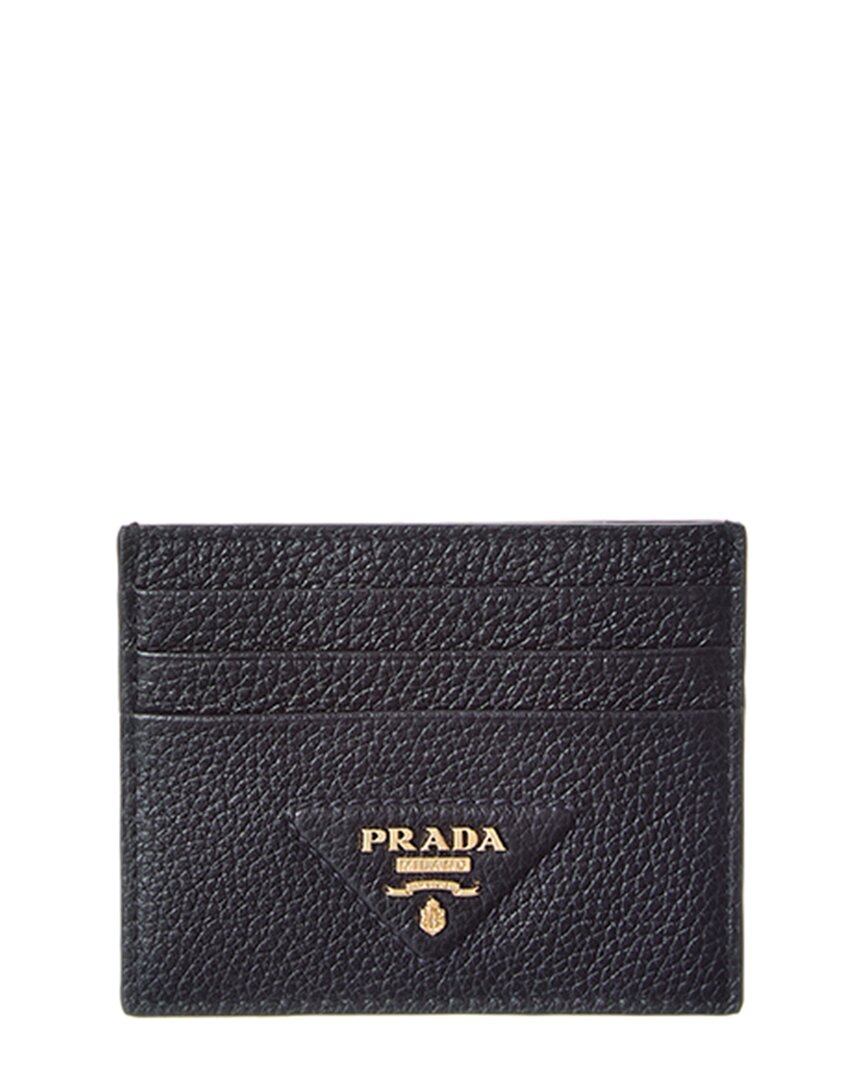 Prada Leather Card Case In Black