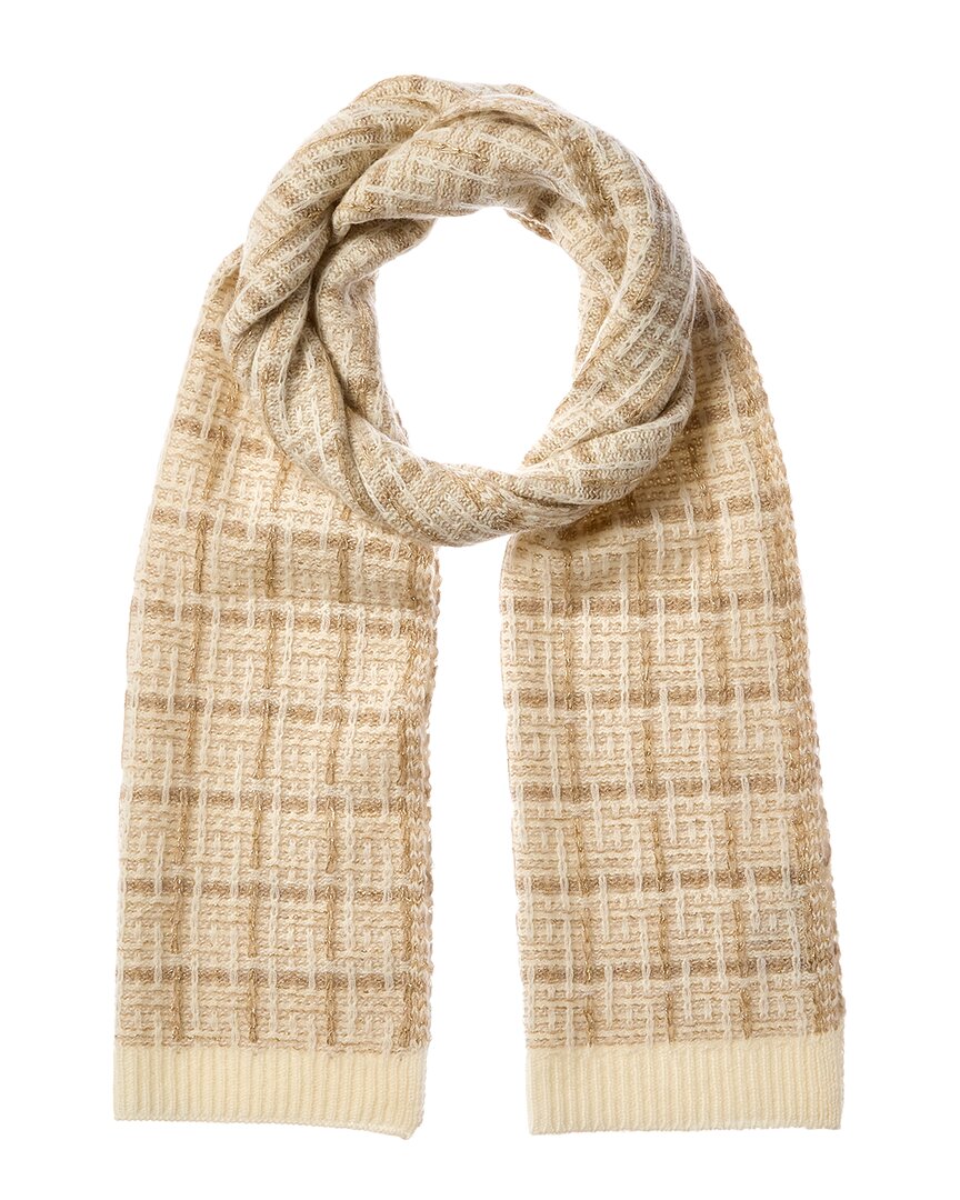 La Fiorentina Plaid Lurex Cashmere & Wool-blend Scarf In White