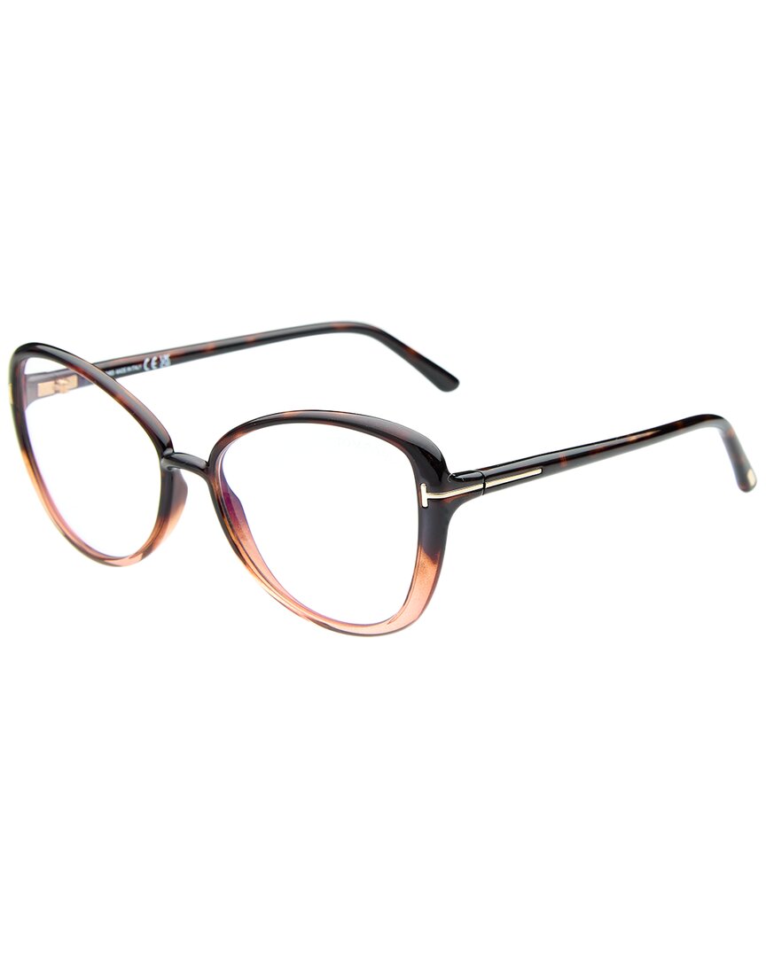 Tom Ford Women's Ft5907-b Blue Block 55mm Optical Frames In Brown