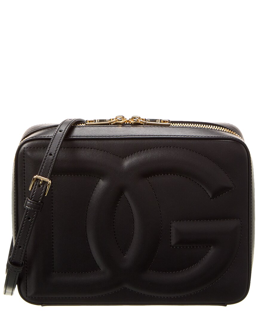 Dolce & Gabbana Black Crossbody Bag With Quilted Dg Logo In Leather Woman In Black