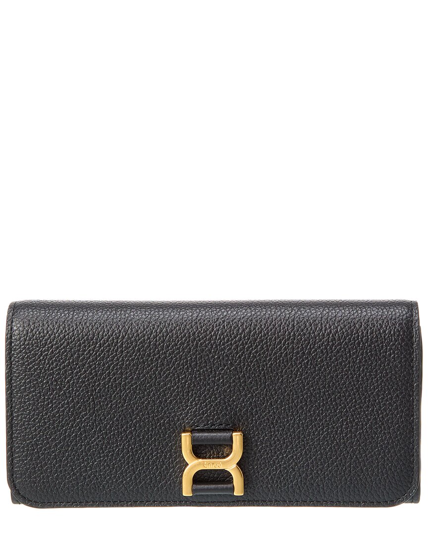 Shop Chloé Marcie Long Leather Continental Wallet In Black