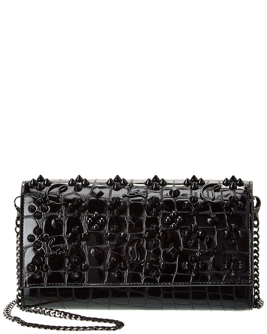 Christian Louboutin Paloma Croc-embossed Leather Wallet On Chain In Black