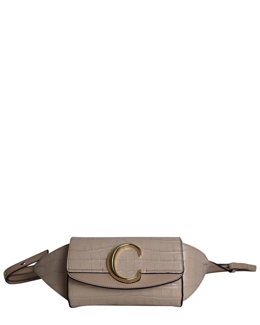 Chloé Pink Leather C Belt Bag (authentic Pre-loved) In Gray