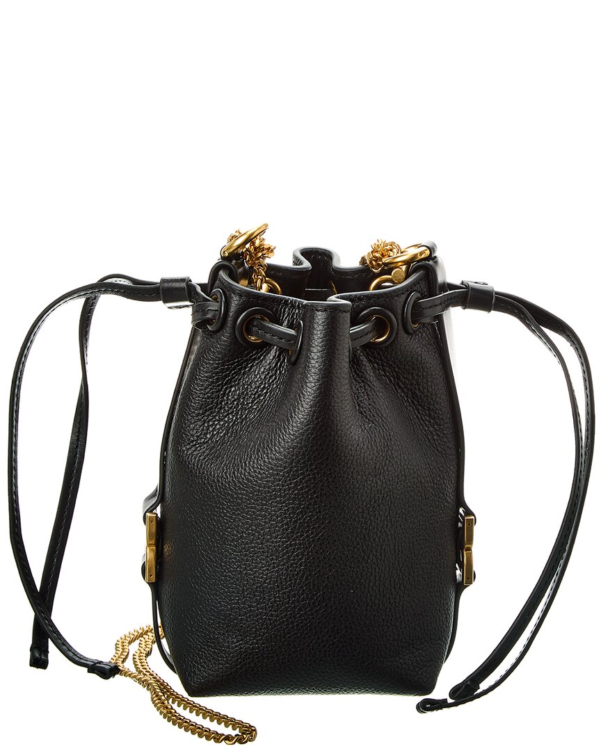 Shop Chloé Marcie Micro Leather Bucket Bag In Black