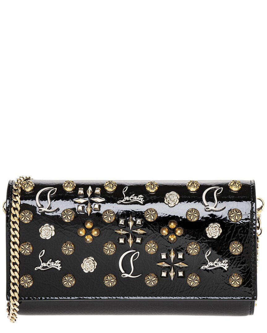 Shop Christian Louboutin Paloma Patent Wallet On Chain In Black