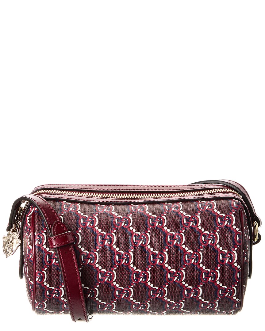 Gucci Gg Shadow Canvas & Leather Barrel Bag In Red