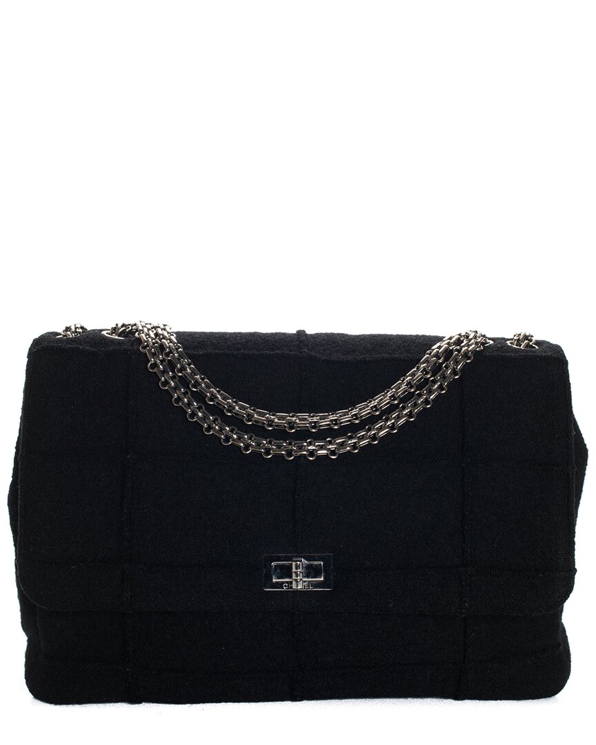Pre-owned Chanel Limited Edition Black Wool Jumbo Reissue 2.55 Flap Bag (authentic )