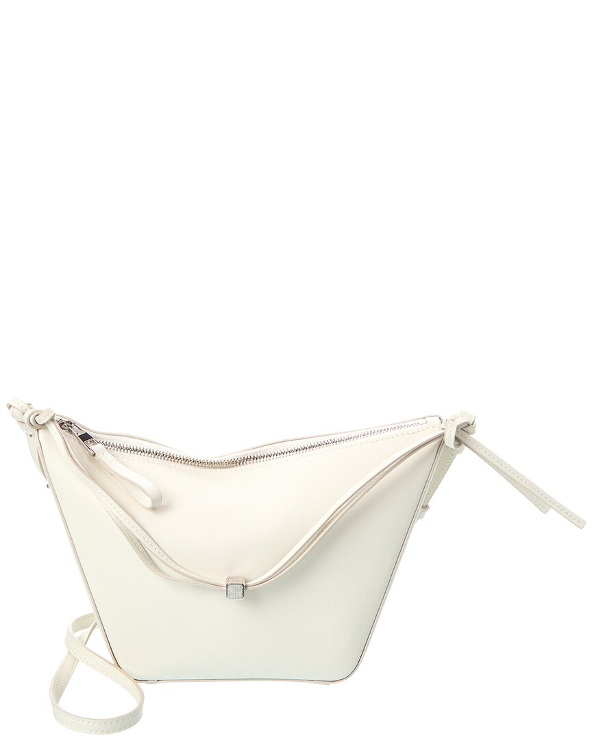 Loewe Hammock Drawstring Small Leather Shoulder Bag In White