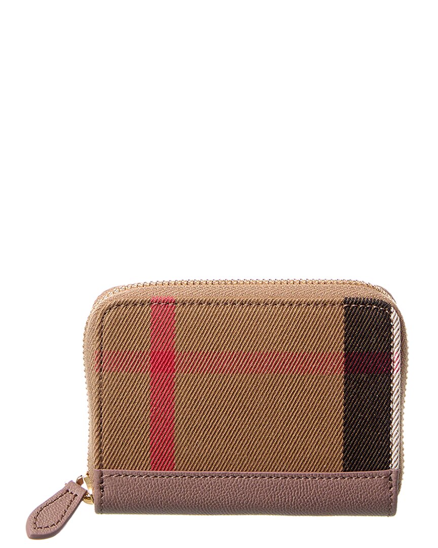 Shop Burberry Check Canvas & Leather Coin Purse