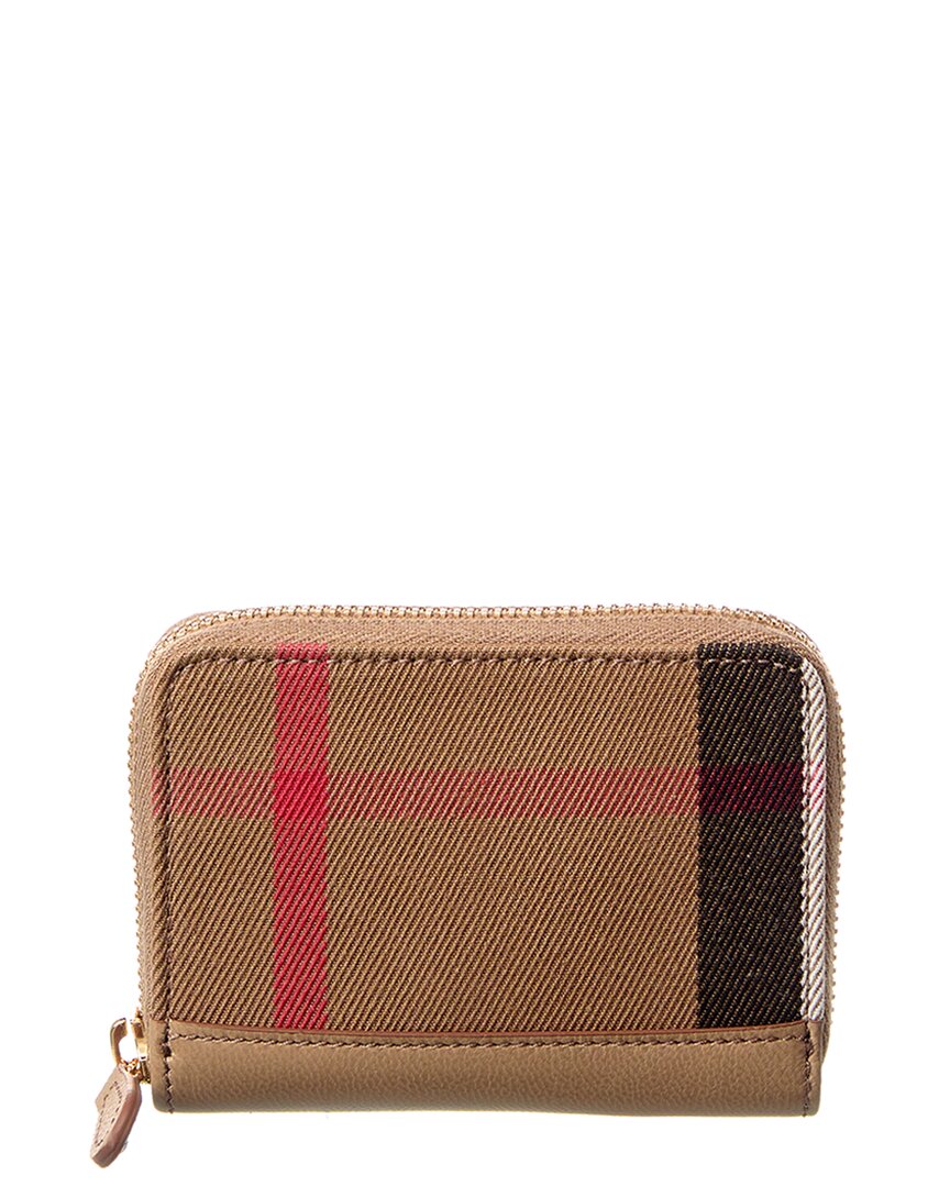 Shop Burberry Check Canvas & Leather Coin Purse