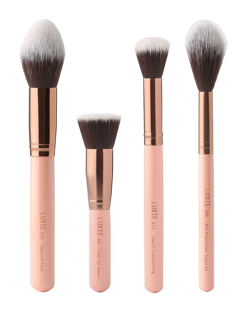 Luxie Beauty Powder Contour Rose Gold 4pc Brush Set