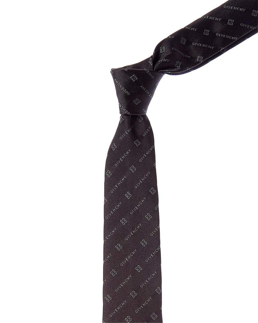 Givenchy Grey Mix Diagonal Logo Silk Tie In Gray