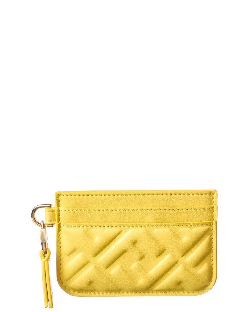 Fendi Baguette Leather Card Case In Yellow