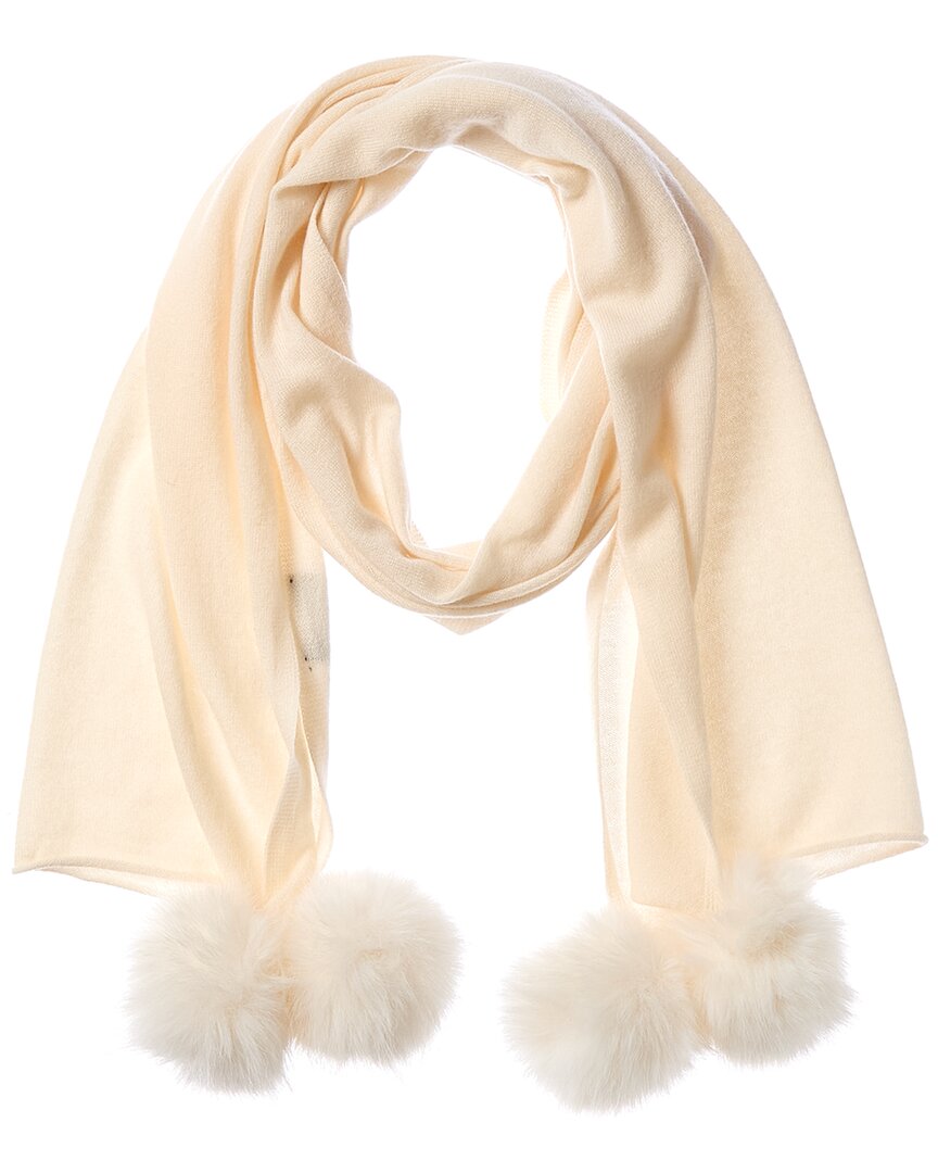 Forte Cashmere Poms Wool & Cashmere-blend Scarf In Neutral
