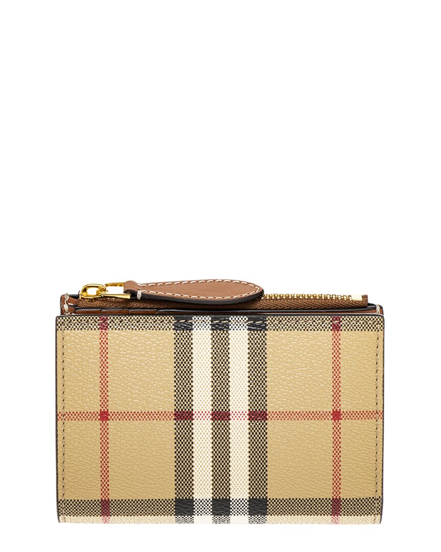 Shop Burberry Small Vintage Check E-canvas Card Case In Beige