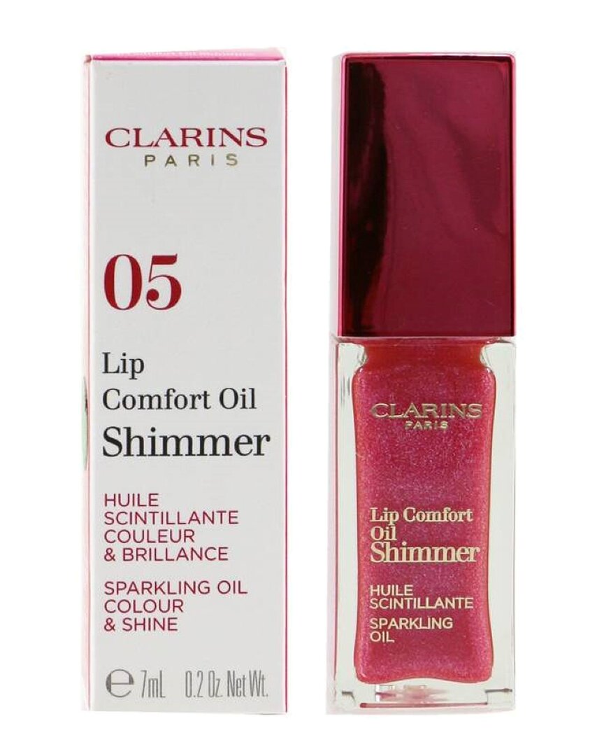 Clarins 0.2oz 05 Pretty In Pink Lip Comfort Oil Shimmer In White