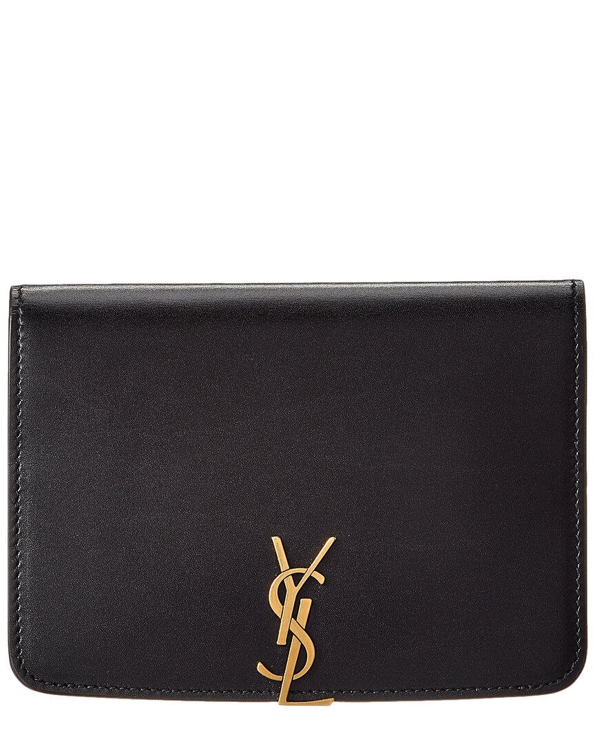 Saint Laurent Voltaire Leather Passport Case In Black