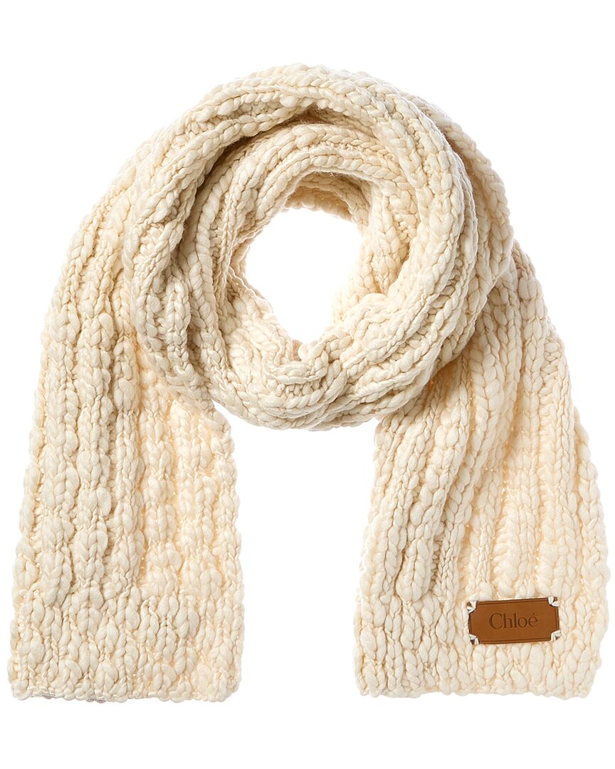 Chloé Off-white Extra Fine Wool & Silk Scarf