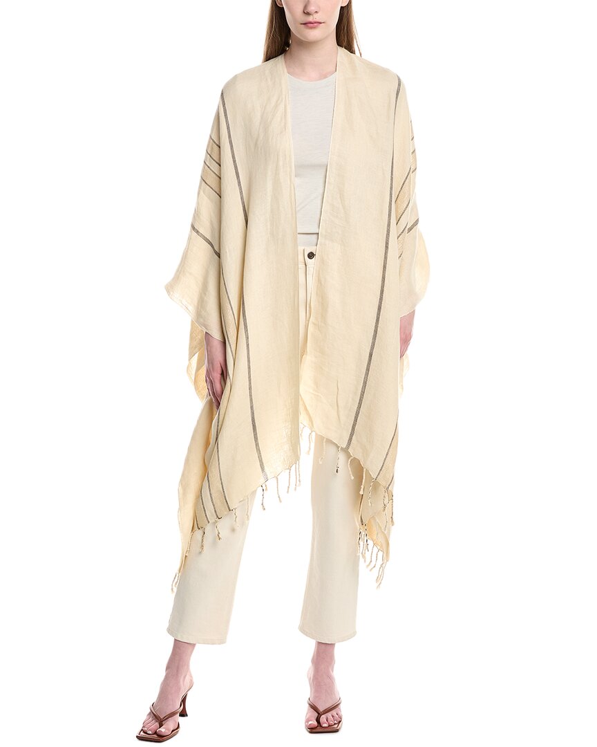 Brunello Cucinelli Striped Fringed Linen Poncho