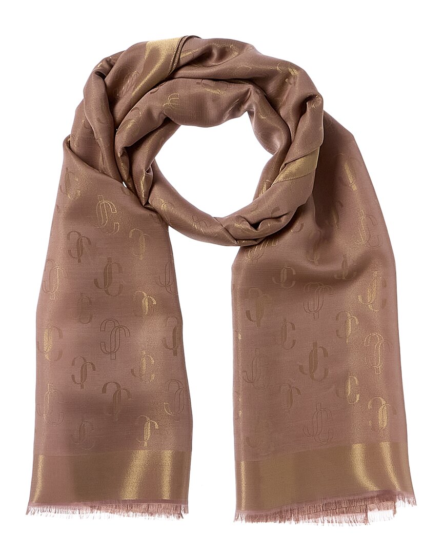 Jimmy Choo Silk-blend Scarf In Brown