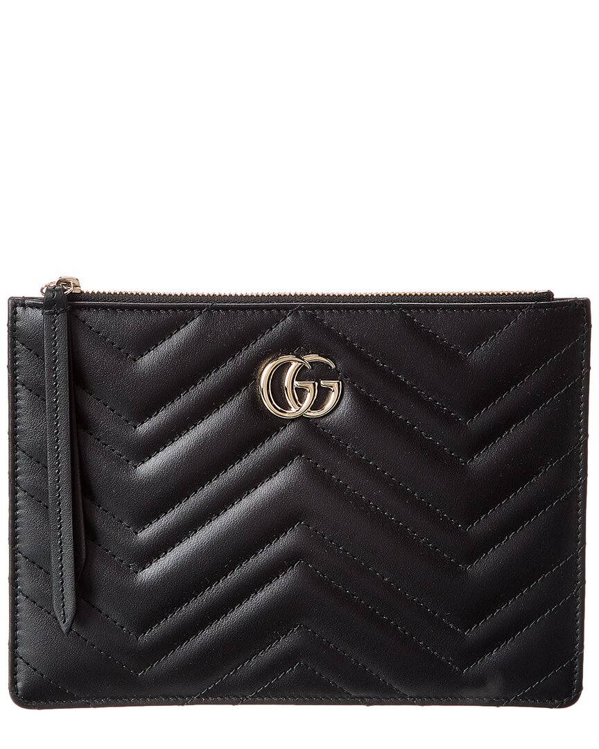 Gucci Gg Marmont Small Leather Pouch In Black