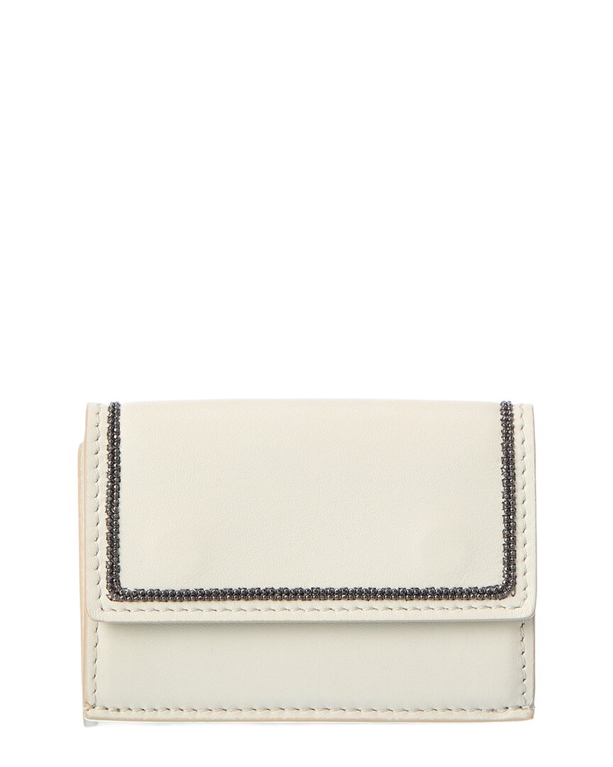 Brunello Cucinelli Leather Continental Wallet In White