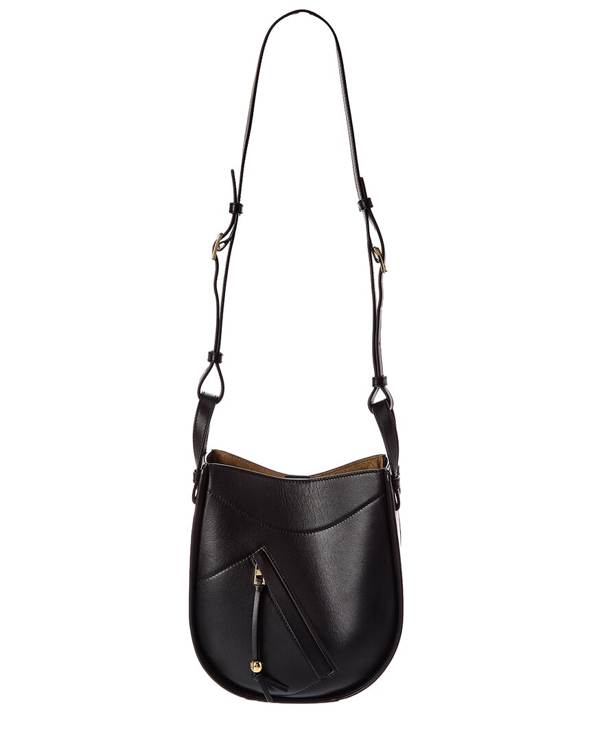 Loewe Hammock Slice Leather Hobo Bag In Black
