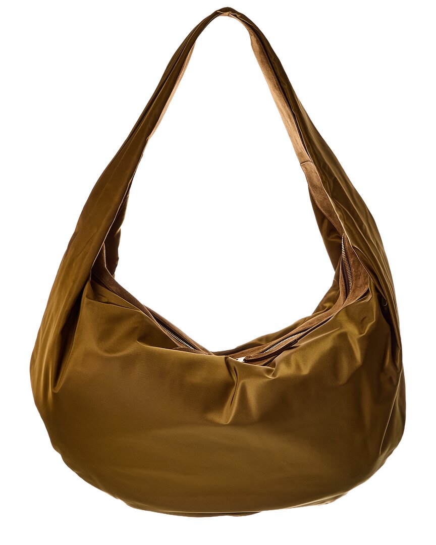 Khaite Olivia Sport Xl Nylon & Leather Hobo Bag In Brown