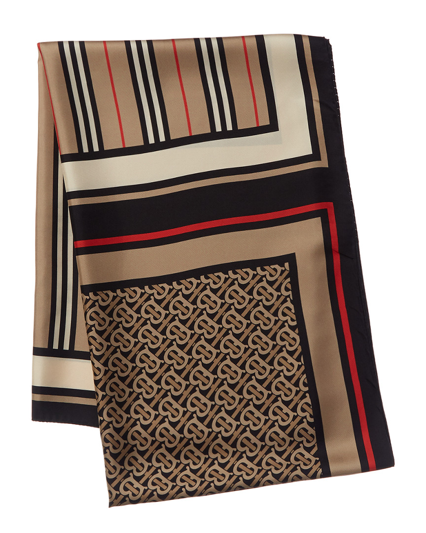 Burberry Monogram Icon Stripe & Check Print Silk Scarf Women&#39;s | eBay