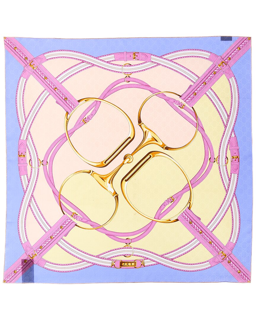 Gucci Gg Horsebit Silk Jacquard Scarf In Neutral