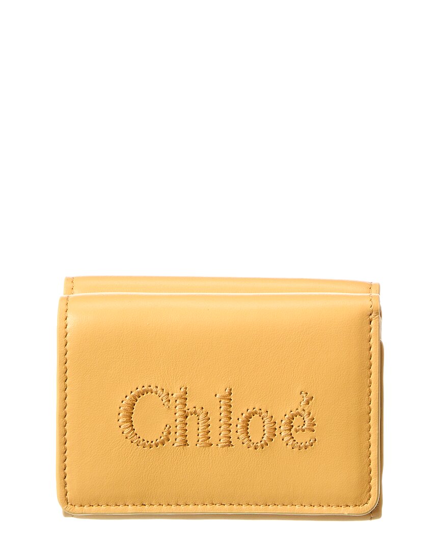 Chloé Chloe Sense Mini Leather Trifold Wallet In Yellow
