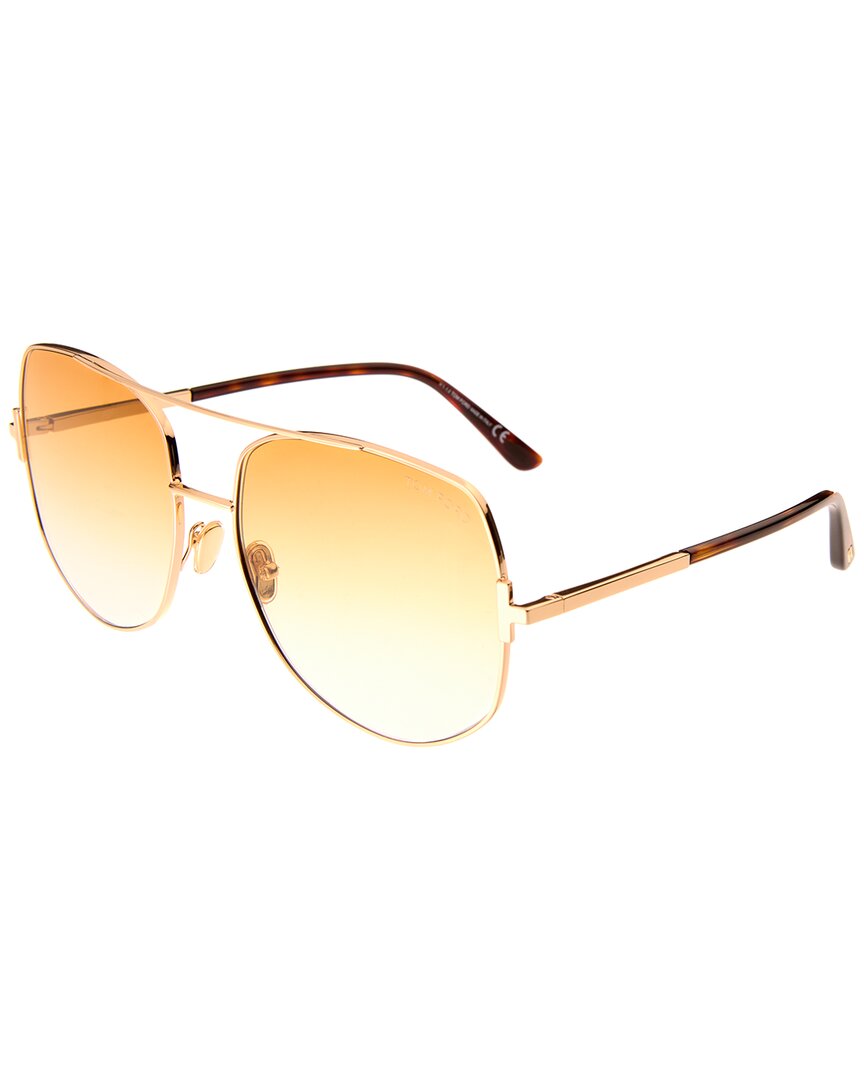 Victoria Beckham Aviator Sunglasses VB90S 712 Gold/Burgundy 62mm 90