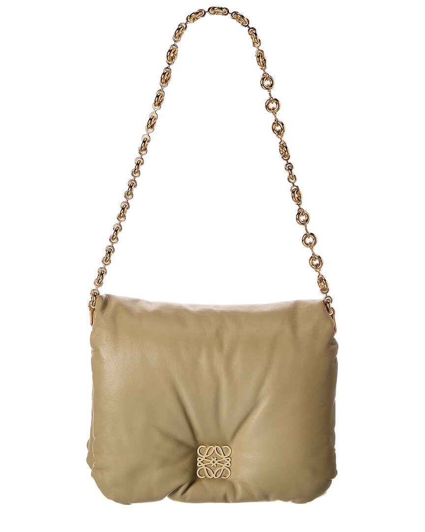 Loewe Goya Puffer Leather Shoulder Bag In Green