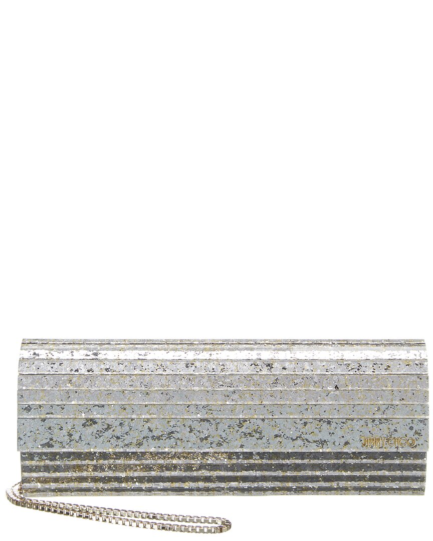 Jimmy Choo Sweetie Glitter Acrylic Clutch In Grey