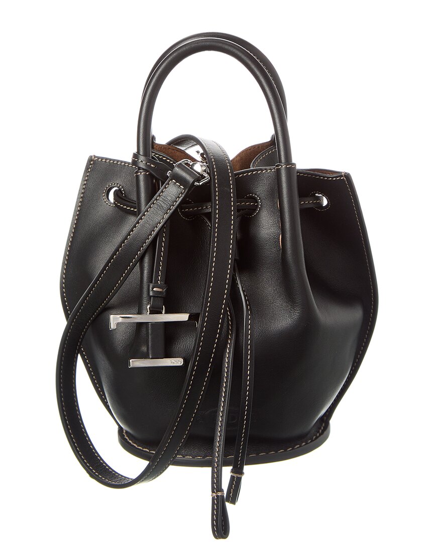 TODs Logo Mini Leather Bucket Bag