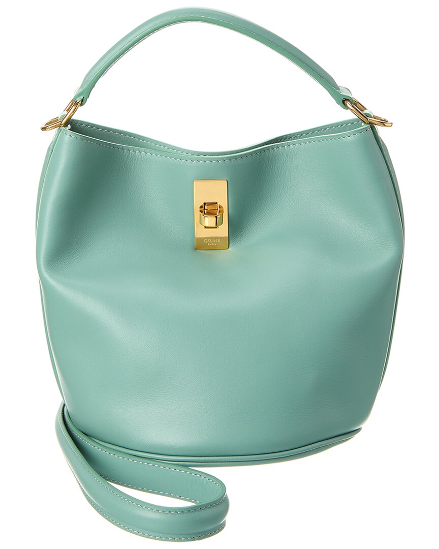 Shop Celine Teen 16 Leather Bucket Bag In Green
