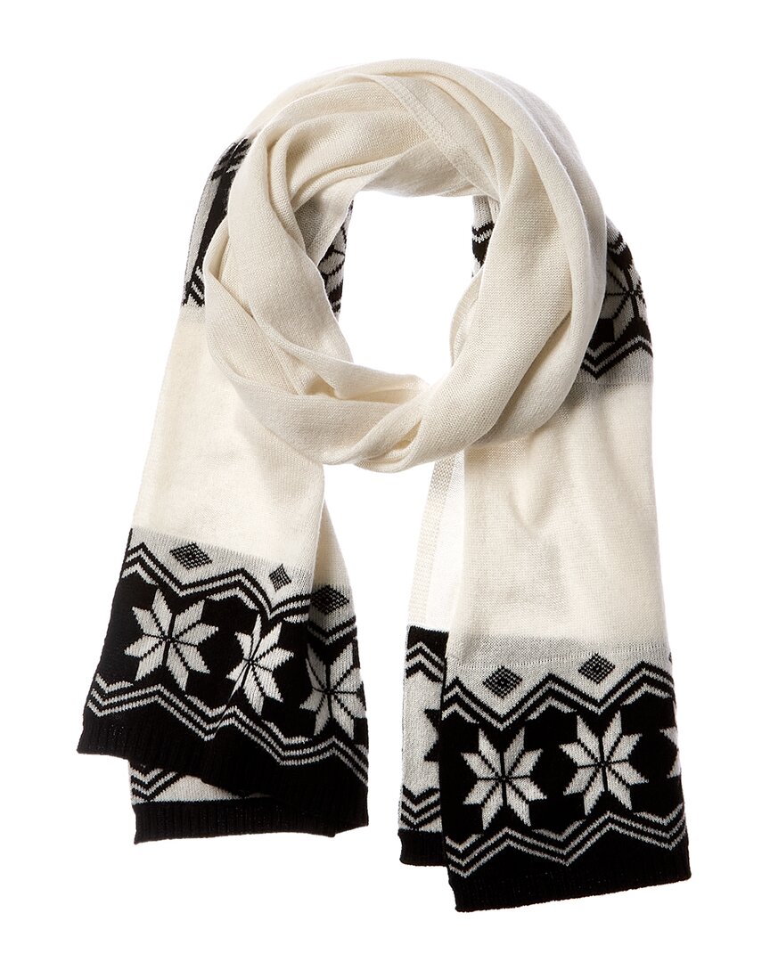 Hannah Rose Snowflake Fair Isle Cashmere Scarf In Black