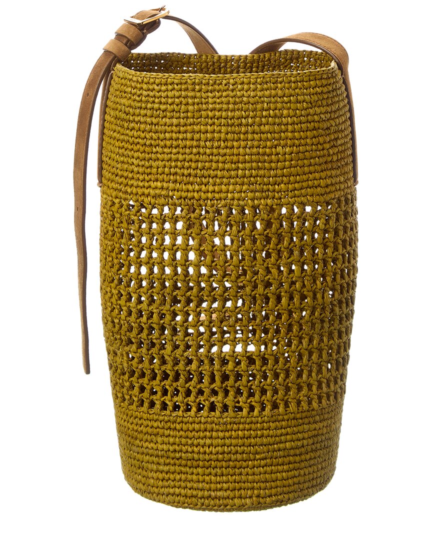 KHAITE Billie Small Raffia & Suede Bucket Bag
